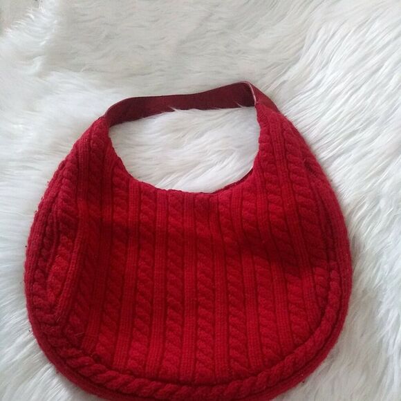 GAP Sweater Handbag Cable Knit Wool lambswol hobo Purse red - Picture 2 of 9